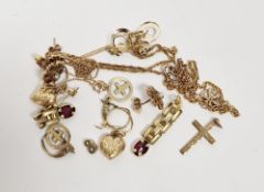 Quantity of gold earrings, chains, etc, mainly 9ct, 12g total approx