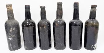 Six bottles of unlabelled vintage madeira, varying levels, capsules mostly intact (6)   Provenance: