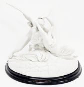 After Antonio Canova a white porcelain sculpture of Cupid and Psyche by Alessandro Maggioni, limited