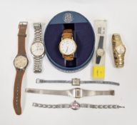 Collection of watches including a boxed Citizen Quartz, stainless steel Seiko Quartz, Swatch,