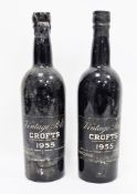 Two bottles of Croft's 1955 vintage port, level low neck (2)  Condition Report Levels - both low