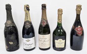Five various bottles of champagne including Chalie, Richards and Co Ltd, Andre Simon, J Bourgeois