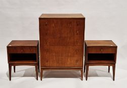Mid-century A H McIntosh of Kirkcaldy Scotland teak bedroom suite comprising a chest of five long