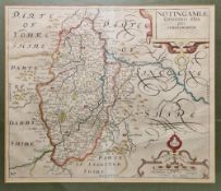Saxton and Kip map of Notingamiae, 27cm x 32cm, Robert Morden map of Nottinghamshire, 35cm x 42cm