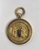 9ct gold and enamel sporting medallion by Thomas Fattorini, Hockley Street, Birmingham, 9g approx