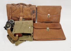 Early to mid 20th century Lansdowne Luggage brown leather satchel, 41cm wide, Walter Jones brown