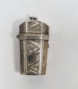 George III silver etui case, probably by Samuel Pemberton, Birmingham 1802, of tapering octagonal