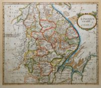 Robert Morden map of Lincolnshire, 36cm x 42cm and Robert Morden map of Darbyshire, 36cm x 42cm (2)