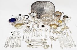 Quantity of silver plate including a wine cooler, a swing handle basket, a larger sifter, coffee