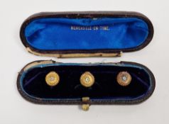 Set of three late 19th / early 20th century yellow metal and diamond studs, each illusion set with a