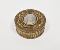 French tortoiseshell and gilt-metal mounted snuff-box, early 19th century, the top inset with an