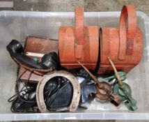 Mixed lot of collectables including two vintage workman's railway / road ' Silver Circle ' lamps,