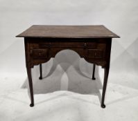 18th century oak lowboy or side table, the rectangular top with thumb moulded edge, over three