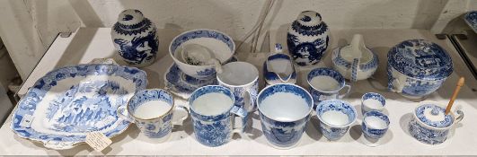 Collection of Staffordshire pearlware, early 19th century, including a Spode two-handled chocolate