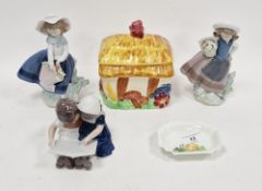 Royal Copenhagen porcelain figure of two children reading, printed blue and green marks, shape no.