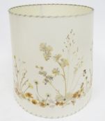 Retro table lampshade of tapered drum form, the cream ground decorated with pressed dried flowers