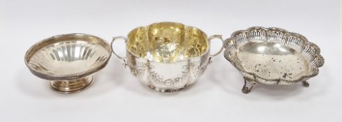 Victorian two-handled silver sugar bowl by Frederick Augustus Burridge, London 1894, of circular