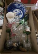 Mixed lot of ceramics and glass including a Parian ware type bust of Queen Victoria, a Disney Doc