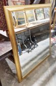 Large gilt-effect framed rectangular mirror, the plate with bevelled edge, 126cm x 104cm