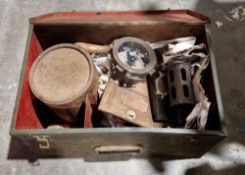 American ‘ Van Norman ‘ metal tool cabinet together with a maritime compass and other items