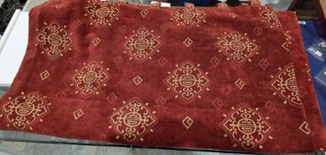 Large maroon velvet hall curtain with pole