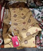 Pair of Jonelle linen curtains, mustard with ethnic design, 120cm x 230cm