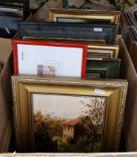 Collection of 16 pictures including an oil painting of a cottage in Tuscany signed A Grossman, a