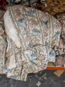 Pair of curtains with a floral design on a cream ground, 90cm x 300cm, lined and interlined