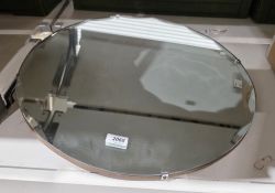 1930's/40's circular wall mirror with shaped bevelled edge, 51cm diameter