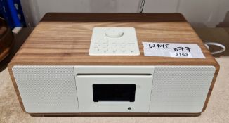 John Lewis & Partners Cello hifi music system in a wood-effect case, 36cm wide