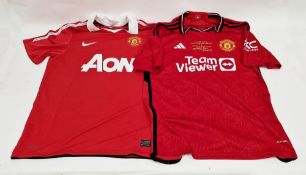 Manchester United 2010/11 home shirt, size M, together with a 2023/24 season home shirt, size L,  (