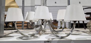 Chrome-effect eight-branch electrolier with shades, 73cm diameter