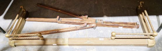 Vintage folding adjustable wooden artists easel, 118cm high together with a brass extendable