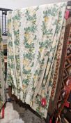 Jane Clayton Fabrics , curtains and pelmets, yellow and green rose floral pattern on a white