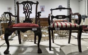 Two mahogany-effect dolls chairs, one in the form of a Chippendale chair and the other a Regency