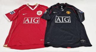 Manchester United 2006/07 season home shirt, size M together with a 2007/2008 season away shirt,