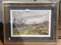 Charles Boodle (1861-??) Watercolour Cattle in a landscape, 18cm x 27cm and two other landscape