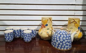 Collection of ceramics including a pair of Art Deco Wade Heath vases, two Goebel Hummel figures, a