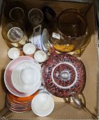 Mixed lot of ceramics and glass including an Italian Robbia Gvaldo mottled glazed teapot, six Tams