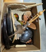 Large collection of mainly carved wooden items including a Black Forest-style folding shelf, various