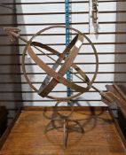 Garden wrought iron armillary sphere, 47cm high