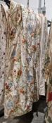 Pair of floral pattern cotton curtains, lined and interlined, pinch pleats, 105cm x 280cm