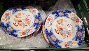 Mixed lot of ceramics, glass and metalware including 19th century stoneware plates, Royal Doulton