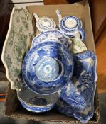 Collection of blue and white ceramics including early 20th century Cauldon ware, George Jones
