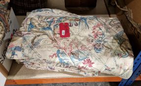 Pair of vintage Sanderson single bed quilts, exotic pattern of birds, branches, seed pods, on a
