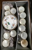 Tuscan china 12 coffee cans and 10 saucers decorated with birds within foliage
