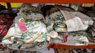 Jane Clayton Fabrics curtains of  glazed cotton, yellow and green rose floral pattern with a cream