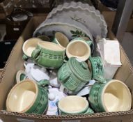 Collection of ceramics including French Lourioux lidded chocolate pot, a studio pottery stoneware