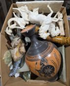 Mixed lot of collectable items including polished marble and stone items and ornaments, Etruscan-
