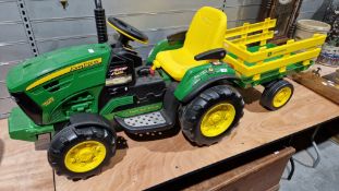 Peg Perego John Deere Groundforce 12v ride-on tractor with detachable trailer (childs), 63cm high
